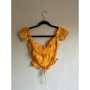 Anthropologie Free The Roses Woman Floral Print Crop Top, Size XS